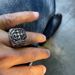 Nice details stainless steel biker/ gothic ring in very good condition